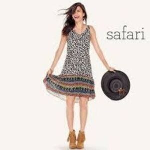 CAbi Safari Leopard Print Ruffle Slip Dress #5115 XS